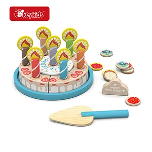 All-in-One Wooden Fruit Cake Play Set with Removable Storage, Decorative Toppings & Serving Utensils W10B522